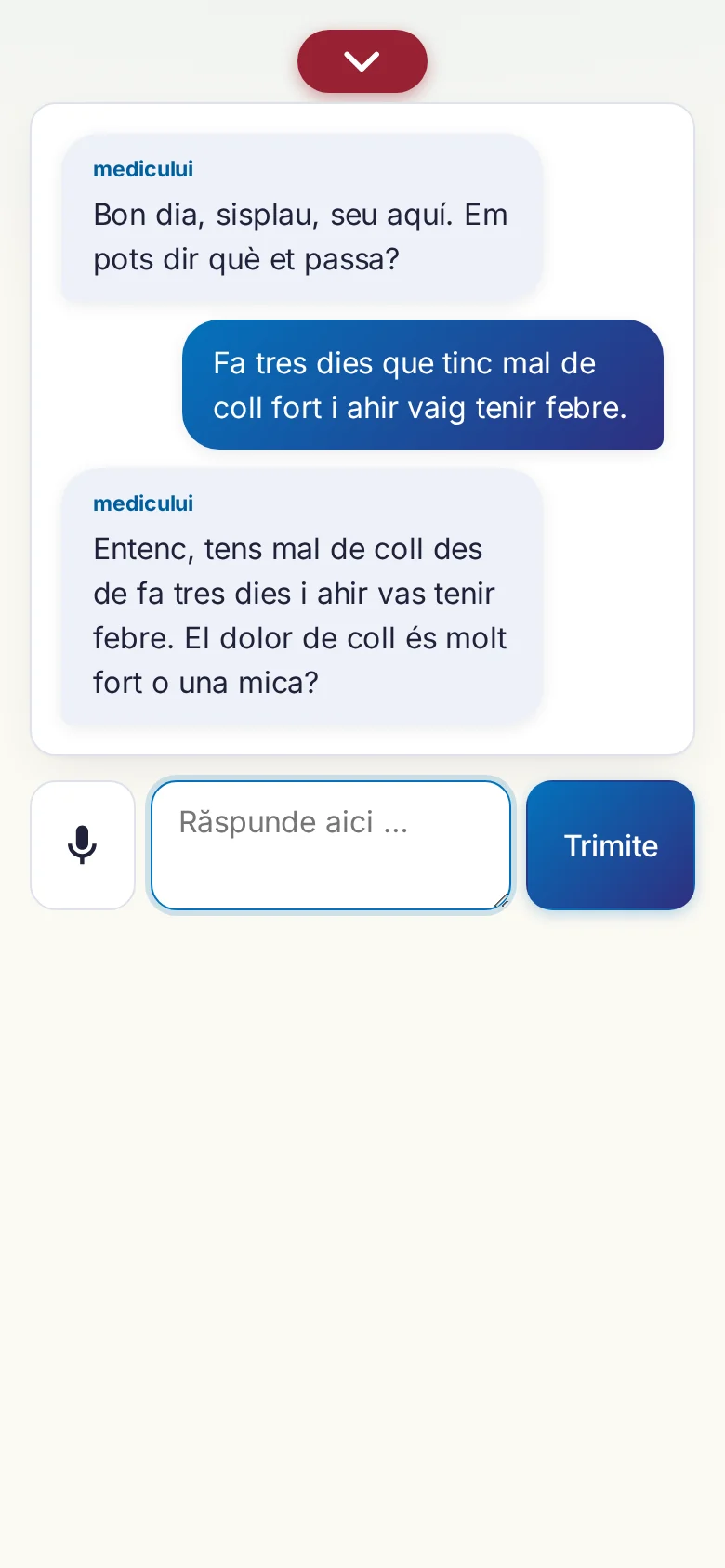 Telefon: o conversație în desfășurare, cu introducere prin microfon.