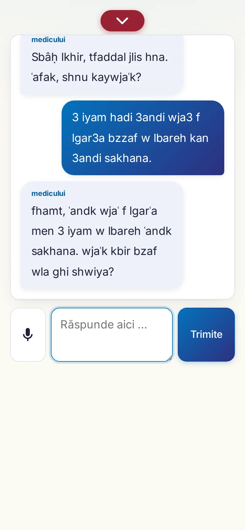 Telefon: o conversație în desfășurare, cu introducere prin microfon.