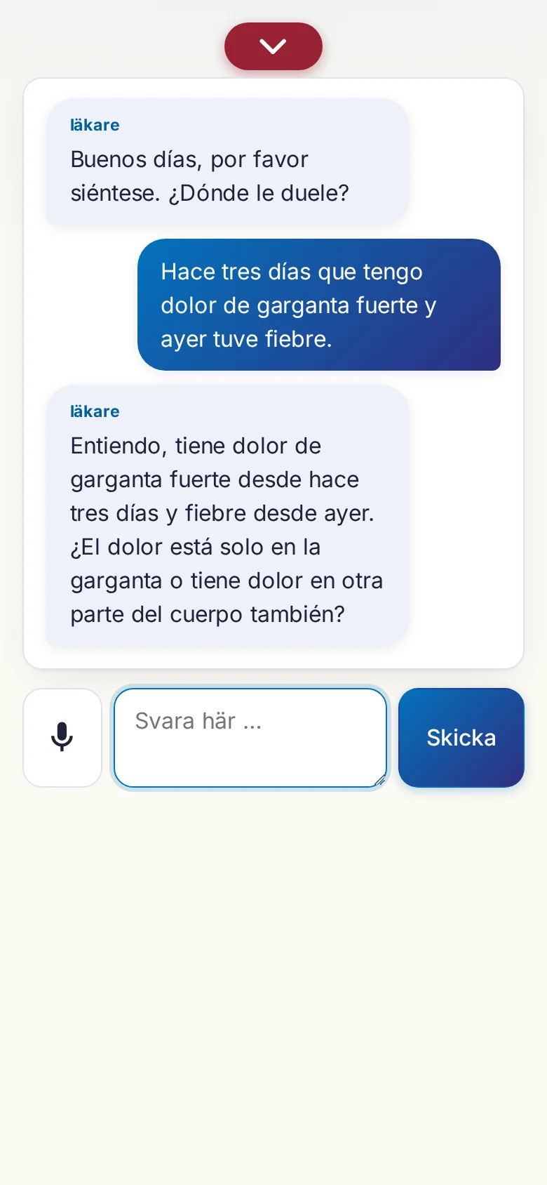 Mobil: ett pågående samtal med mikrofoninmatning.