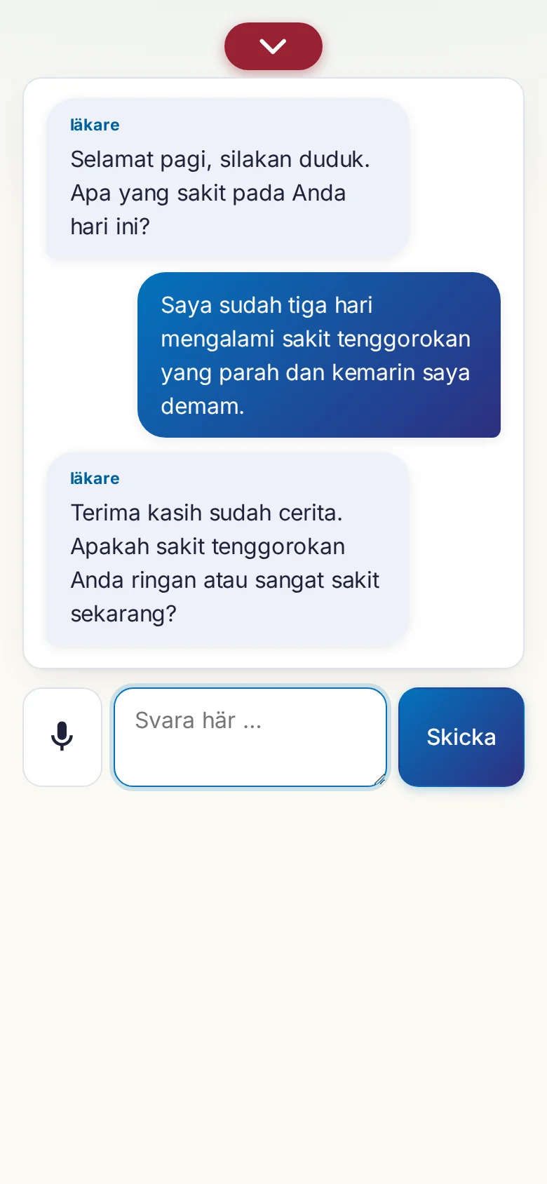Mobil: ett pågående samtal med mikrofoninmatning.