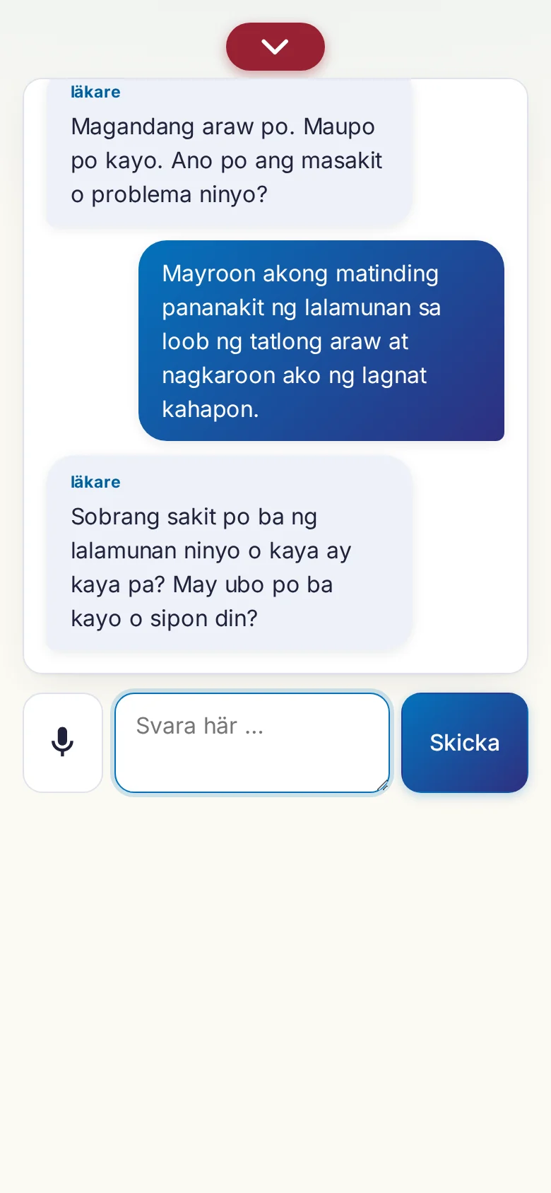 Mobil: ett pågående samtal med mikrofoninmatning.
