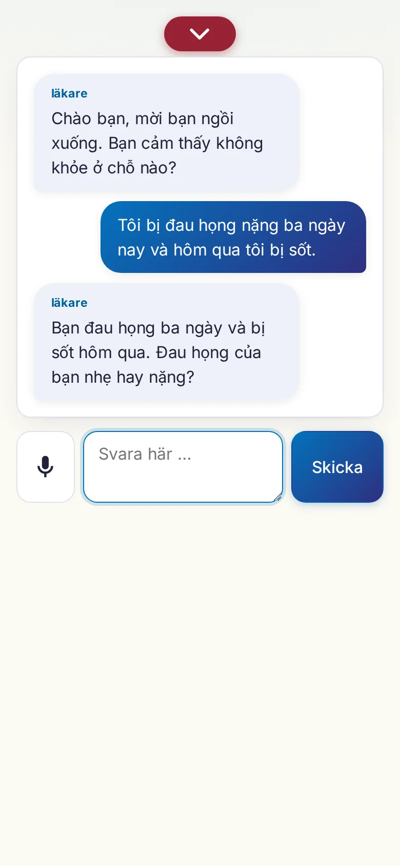 Mobil: ett pågående samtal med mikrofoninmatning.