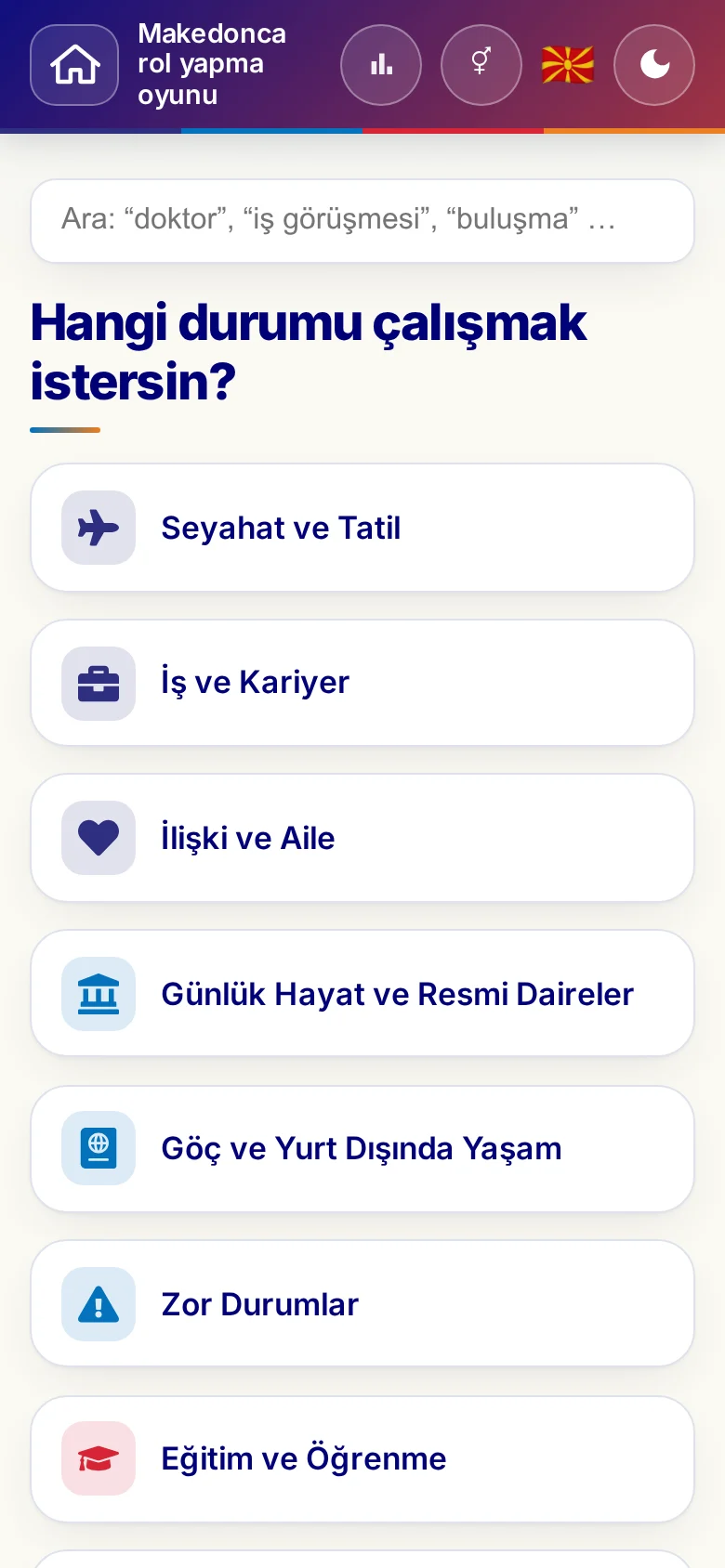Telefon: rol yapma oyunlarının tema dünyaları.