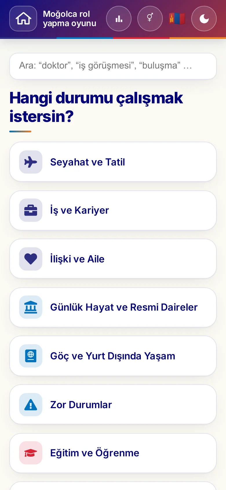 Telefon: rol yapma oyunlarının tema dünyaları.