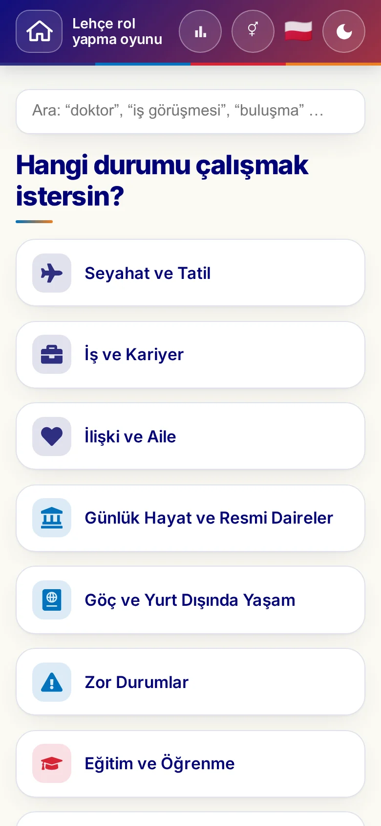 Telefon: rol yapma oyunlarının tema dünyaları.