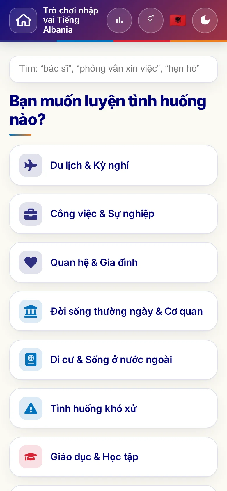 Điện thoại: các chủ đề của trò chơi nhập vai.