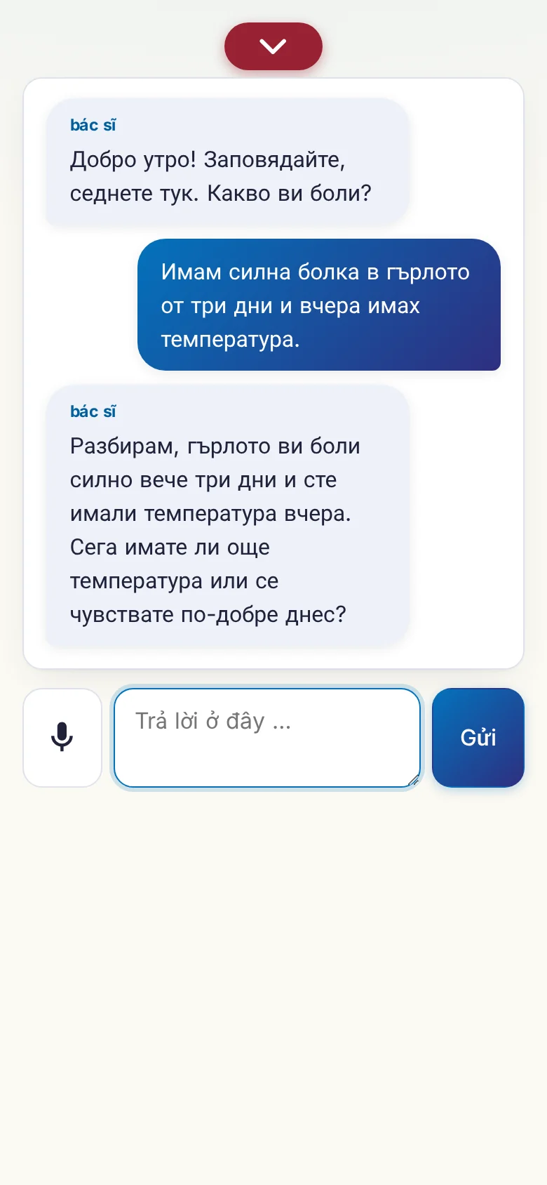Điện thoại: một cuộc trò chuyện đang diễn ra, nhập bằng micrô.