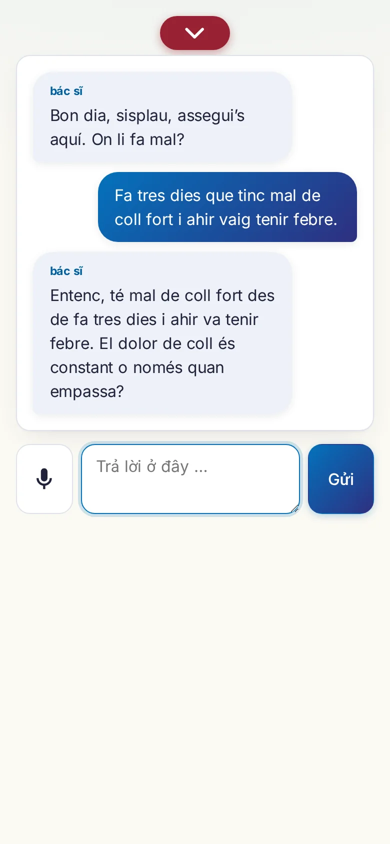 Điện thoại: một cuộc trò chuyện đang diễn ra, nhập bằng micrô.