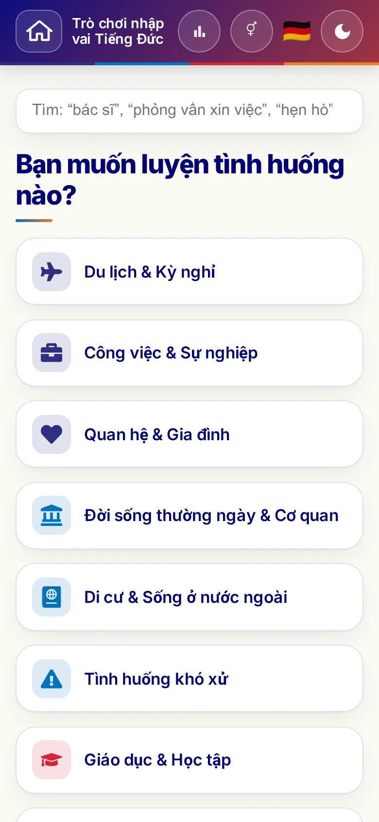 Điện thoại: các chủ đề của trò chơi nhập vai.