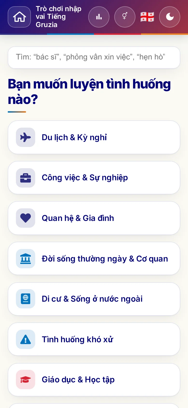 Điện thoại: các chủ đề của trò chơi nhập vai.