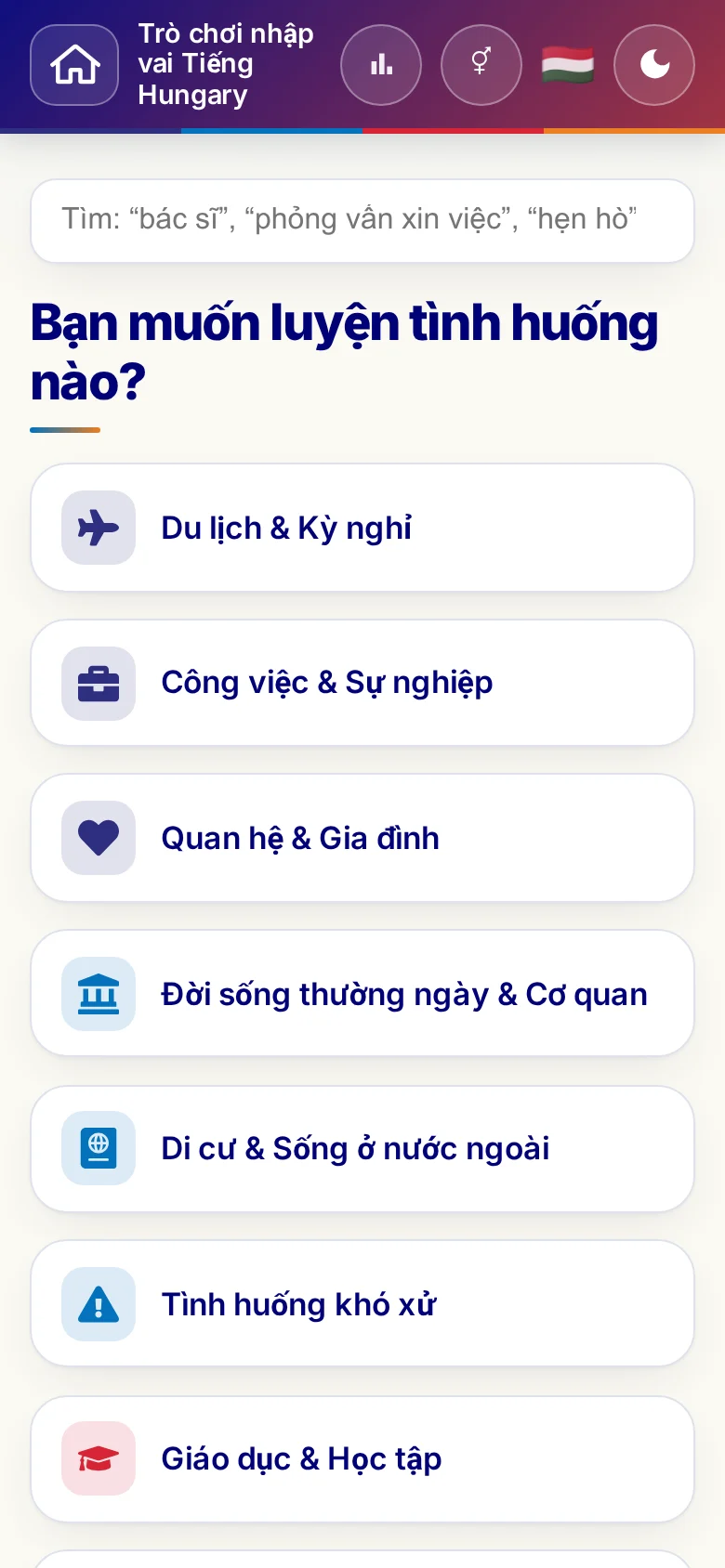 Điện thoại: các chủ đề của trò chơi nhập vai.