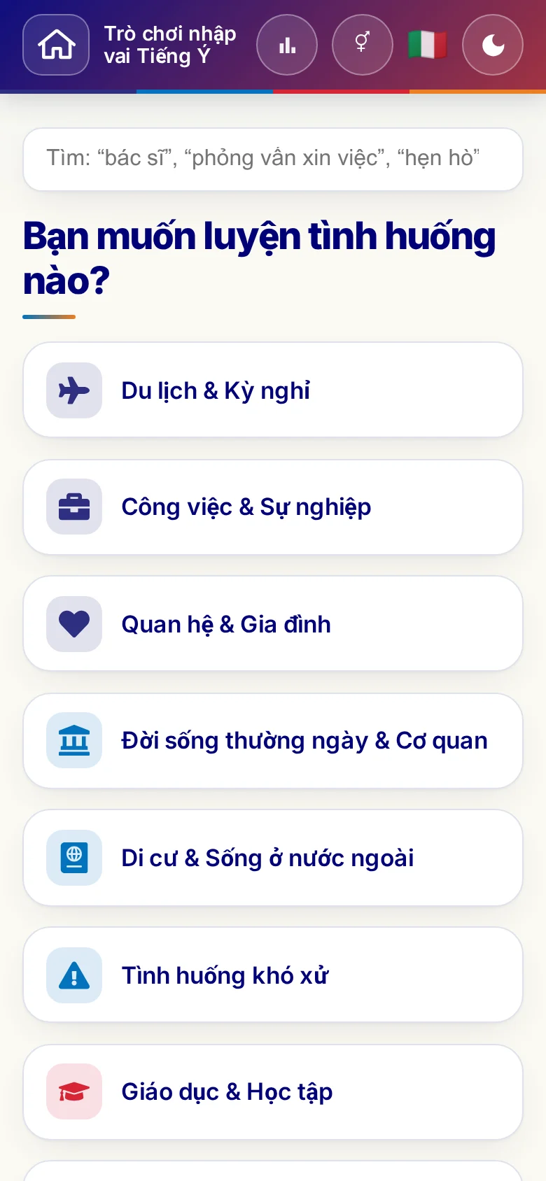 Điện thoại: các chủ đề của trò chơi nhập vai.