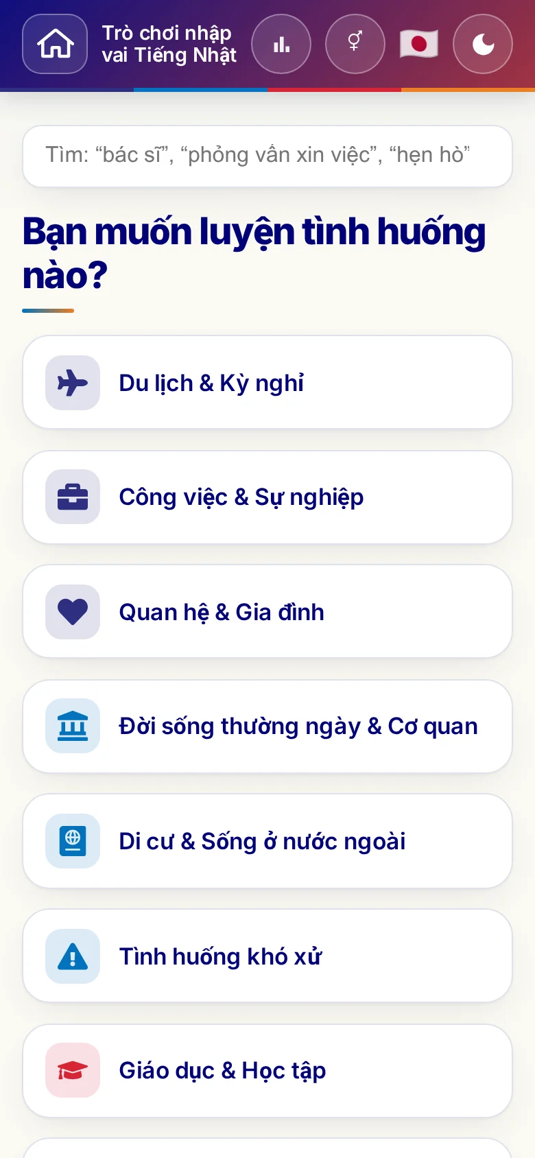 Điện thoại: các chủ đề của trò chơi nhập vai.