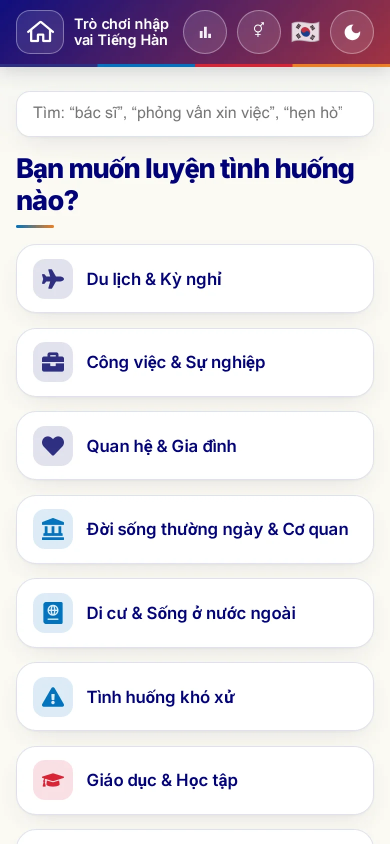 Điện thoại: các chủ đề của trò chơi nhập vai.