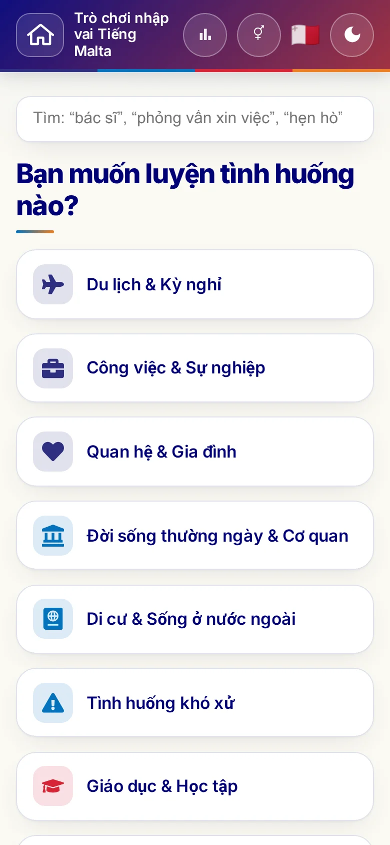 Điện thoại: các chủ đề của trò chơi nhập vai.