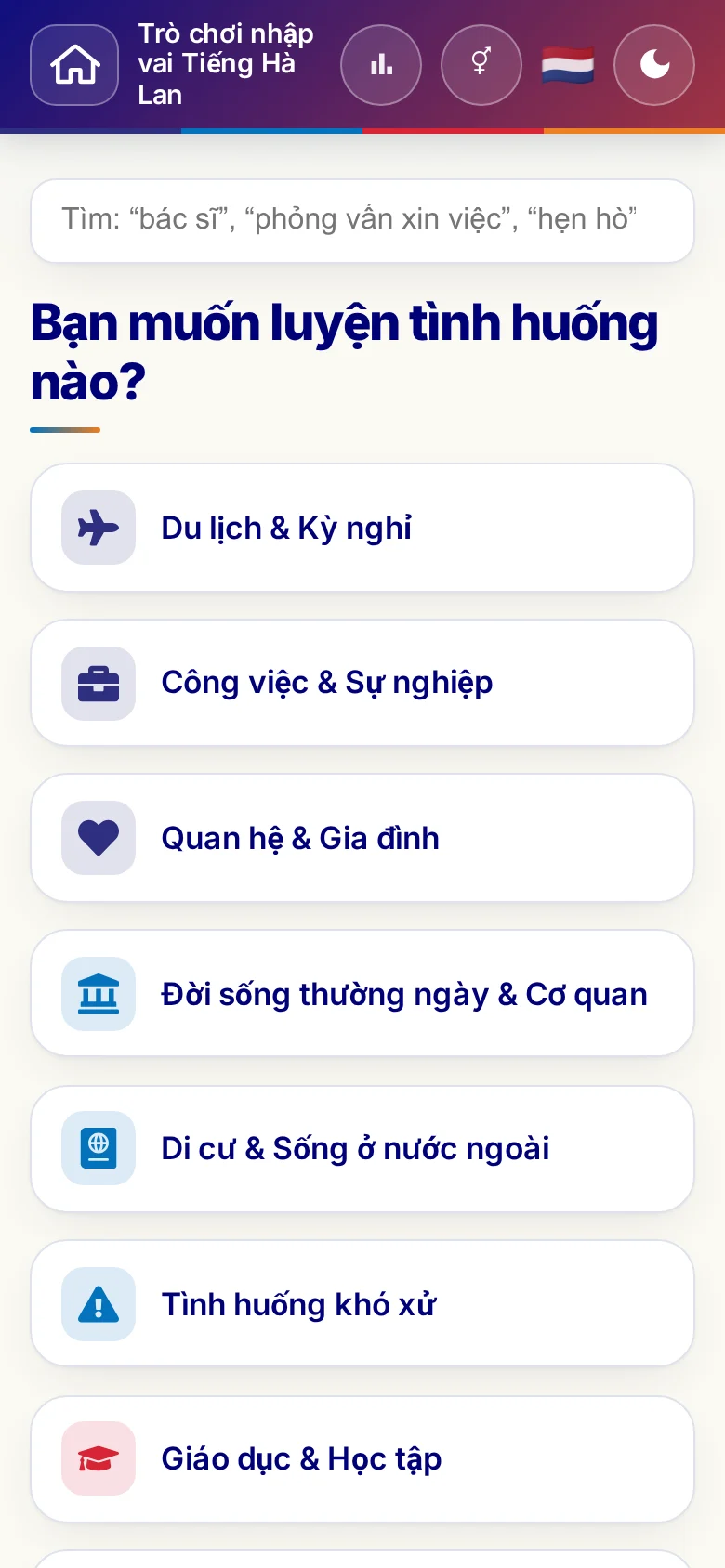 Điện thoại: các chủ đề của trò chơi nhập vai.