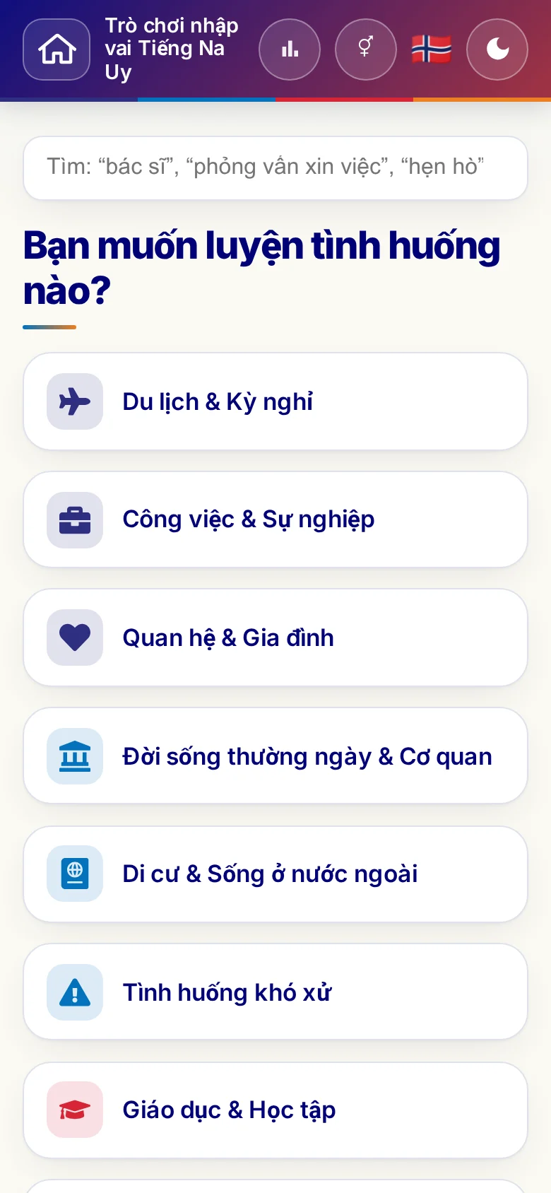 Điện thoại: các chủ đề của trò chơi nhập vai.