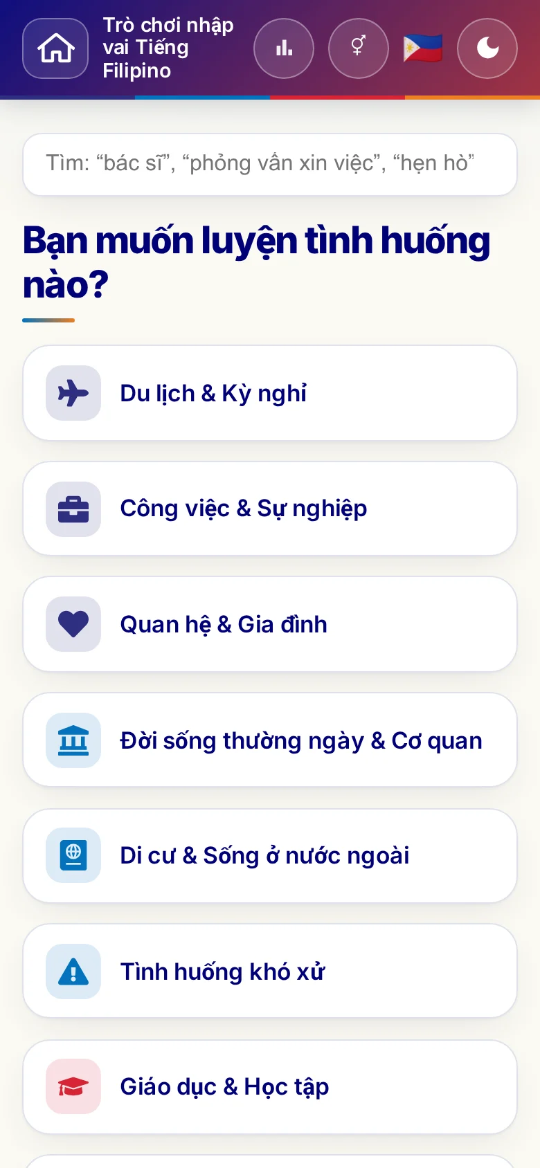 Điện thoại: các chủ đề của trò chơi nhập vai.