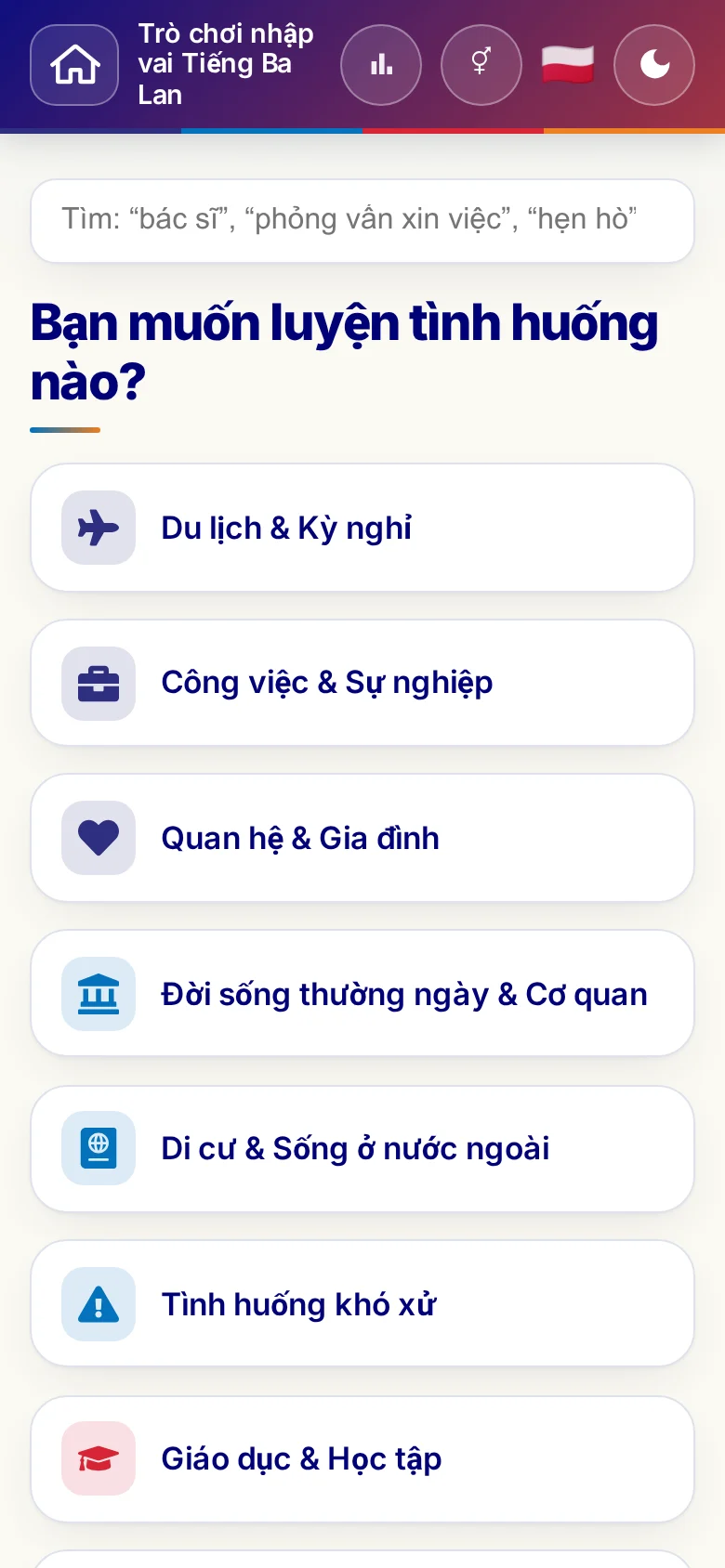 Điện thoại: các chủ đề của trò chơi nhập vai.