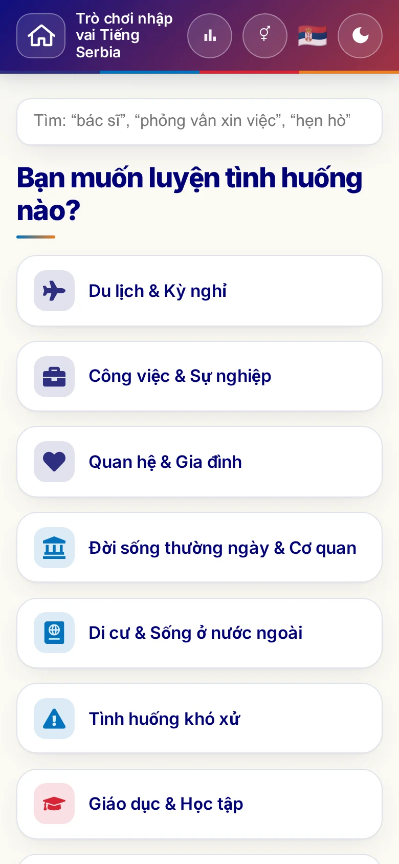 Điện thoại: các chủ đề của trò chơi nhập vai.