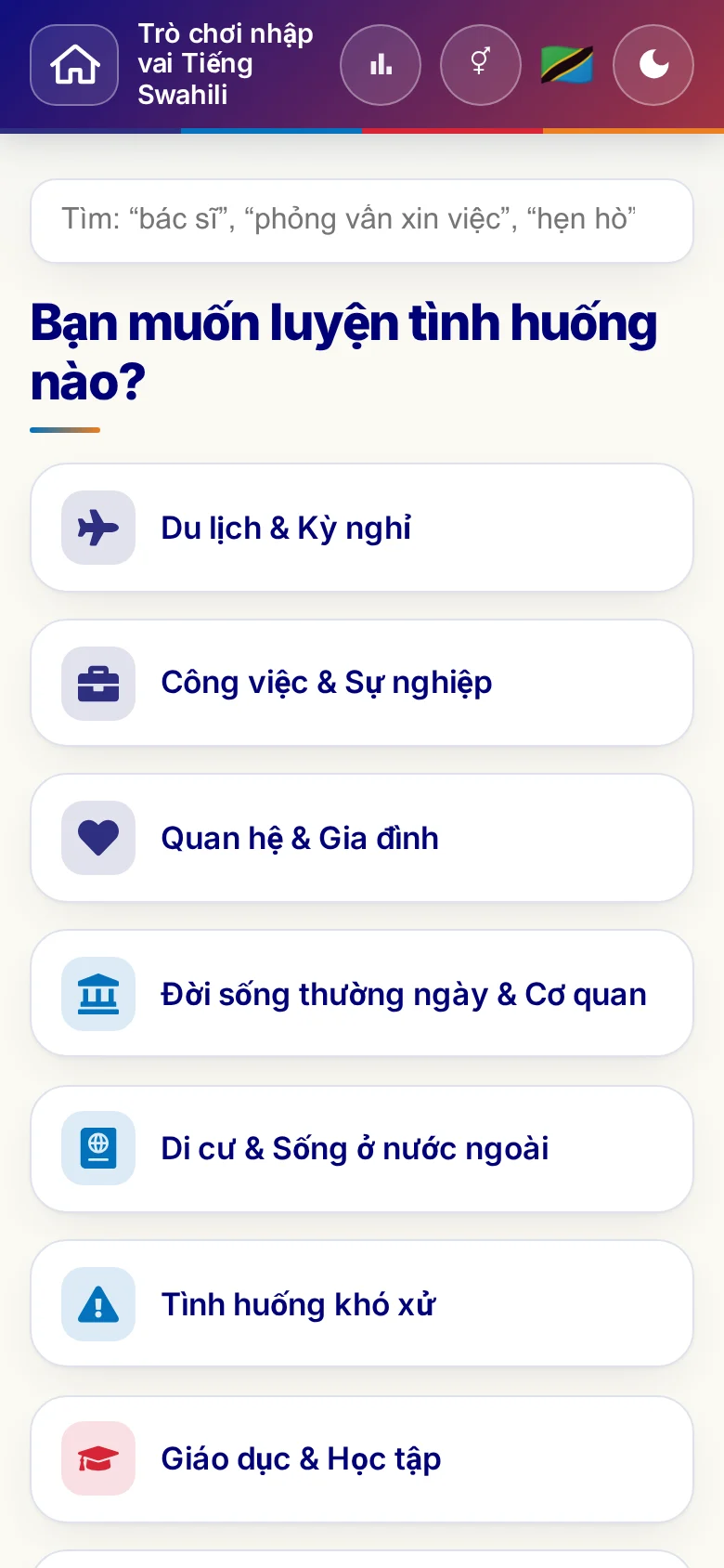Điện thoại: các chủ đề của trò chơi nhập vai.
