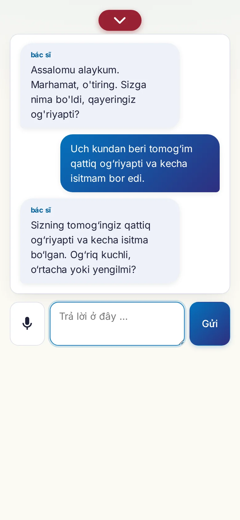 Điện thoại: một cuộc trò chuyện đang diễn ra, nhập bằng micrô.
